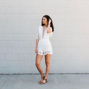 Honey Punch white romper NWT